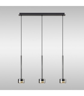 Tonic Linear Pendant 3 Light With Replaceable 12W LEDs 4000K Chrome/Black/Chrome Glass-2