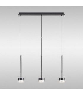 Tonic Linear Pendant 3 Light With Replaceable 12W LEDs 4000K Chrome/Black/Clear Glass-2