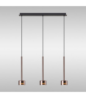 Tonic Linear Pendant 3 Light With Replaceable 12W LEDs 3000K Copper/Black/Copper Glass-2