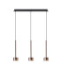 Tonic Linear Pendant 3 Light With Replaceable 12W LEDs 4000K Copper/Black/Copper Glass-1