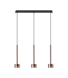 Tonic Linear Pendant 3 Light With Replaceable 12W LEDs 4000K Copper/Black/Copper Glass-1