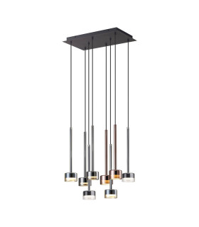Tonic Rectangular Pendant 8 Light With Replaceable 12W LEDs 3000K Black/Chrome/Bronze/Copper-1
