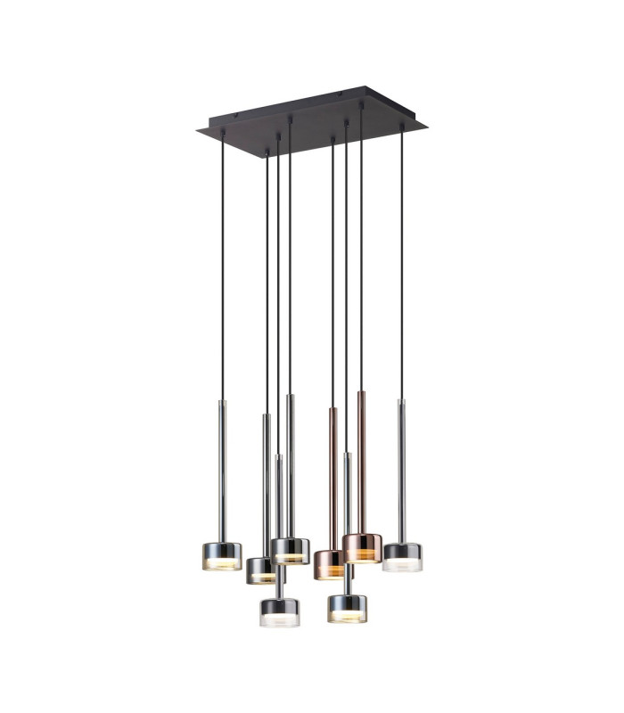 Tonic Rectangular Pendant 8 Light With Replaceable 12W LEDs 3000K Black/Chrome/Bronze/Copper-1