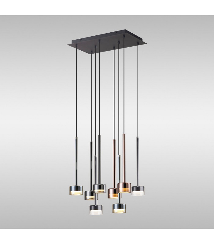 Tonic Rectangular Pendant 8 Light With Replaceable 12W LEDs 3000K Black/Chrome/Bronze/Copper-2