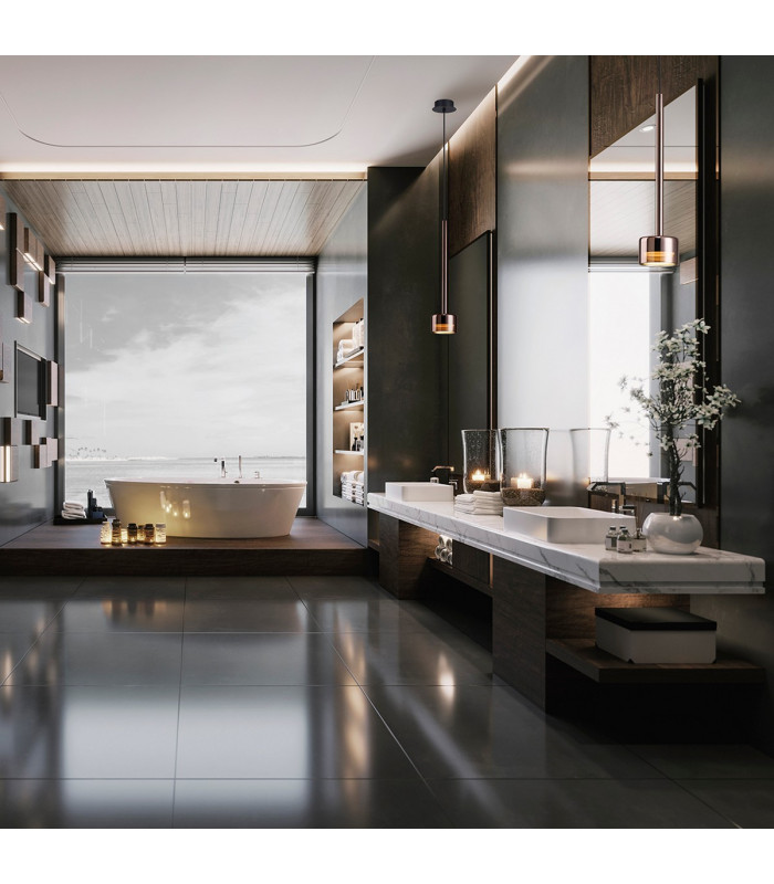 Tonic Rectangular Pendant 8 Light With Replaceable 12W LEDs 3000K Black/Chrome/Bronze/Copper-3