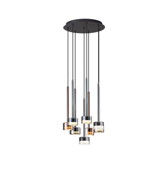Tonic Round Pendant 8 Light With Replaceable 12W LEDs 3000K Black/Chrome/Bronze/Copper-1