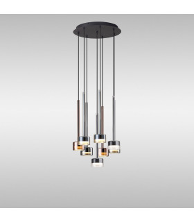 Tonic Round Pendant 8 Light With Replaceable 12W LEDs 3000K Black/Chrome/Bronze/Copper-2