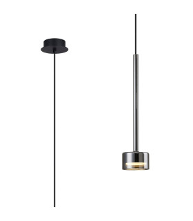 Tonic Pendant 1 Light With Replaceable 12W LEDs 3000K Chrome/Black/Chrome Glass-1