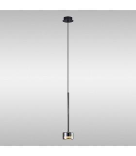 Tonic Pendant 1 Light With Replaceable 12W LEDs 3000K Chrome/Black/Chrome Glass-2