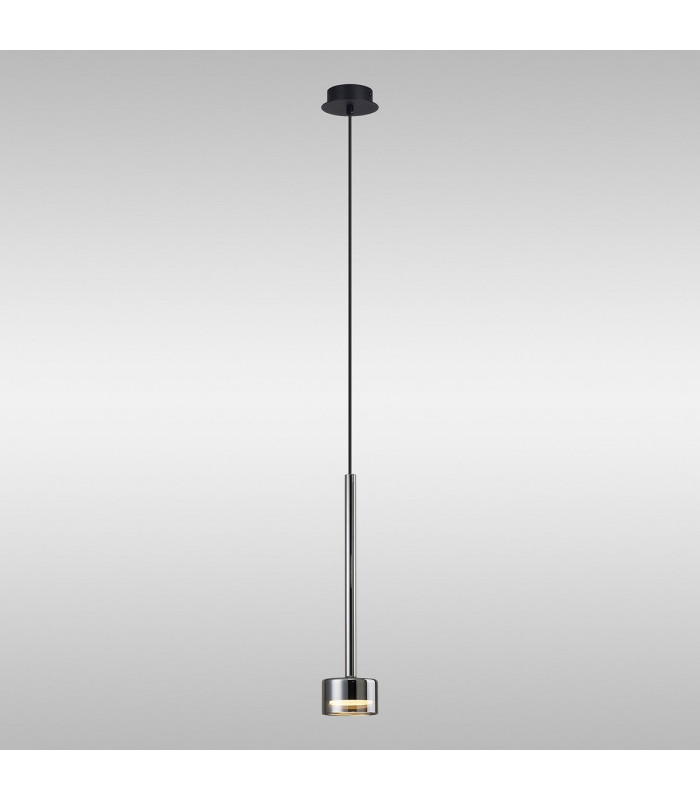 Tonic Pendant 1 Light With Replaceable 12W LEDs 3000K Chrome/Black/Chrome Glass-2