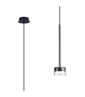 Tonic Pendant 1 Light With Replaceable 12W LEDs 3000K Chrome/Black/Clear Glass-1
