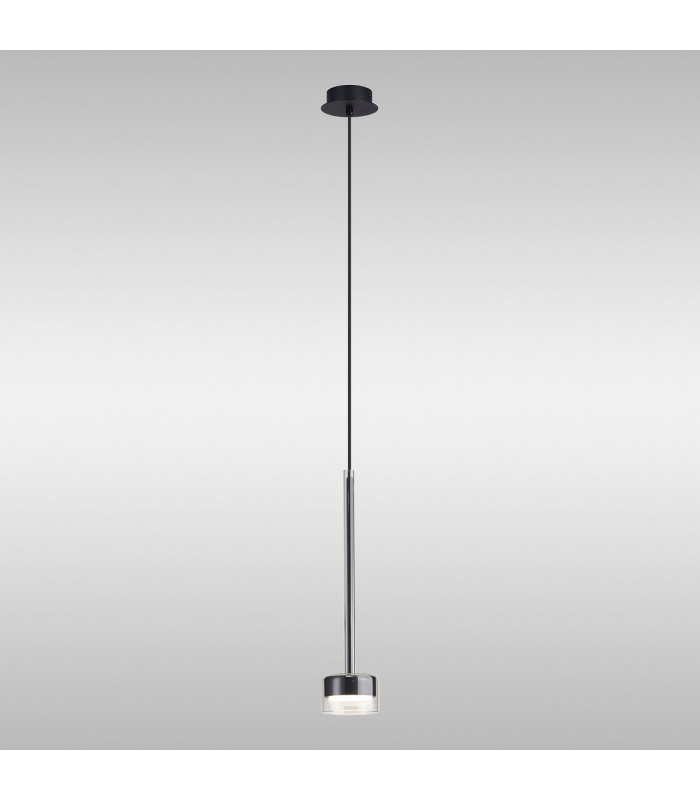 Tonic Pendant 1 Light With Replaceable 12W LEDs 3000K Chrome/Black/Clear Glass-2