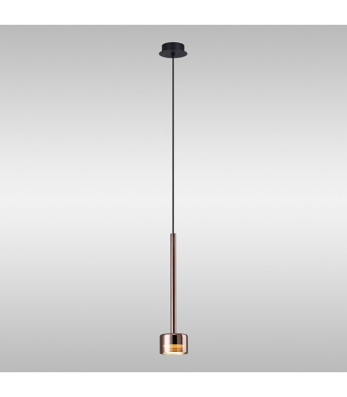 Tonic Pendant 1 Light With Replaceable 12W LEDs 4000K Copper/Black/Copper Glass-2