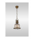 Vintage 26cm Bell Pendant 1 Light E27 Antique Brass/Amber Glass-2