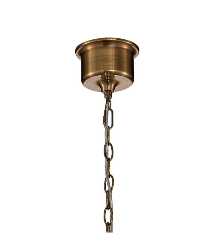 Vintage 26cm Bell Pendant 1 Light E27 Antique Brass/Amber Glass-4
