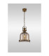 Vintage 33cm Bell Pendant 1 Light E27 Antique Brass/Amber Glass-2