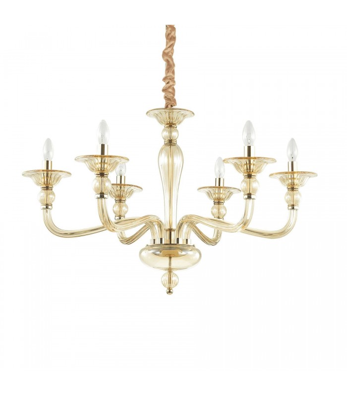 6 Light Pendant Light Amber, E14 - 1