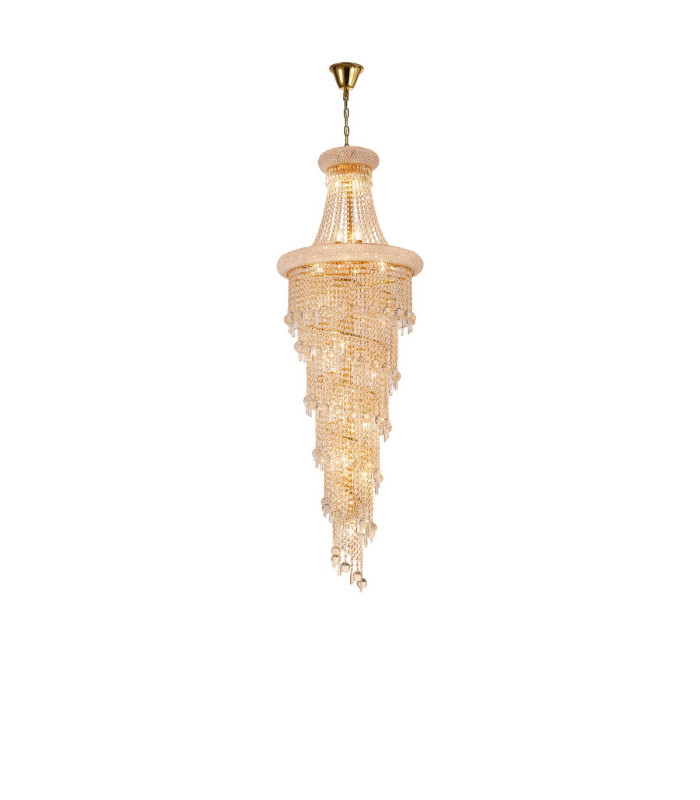 Alexandra Pendant 4 Layer Spiral 25 Light E14 Gold/Crystal Item Weight: 28.6kg-1