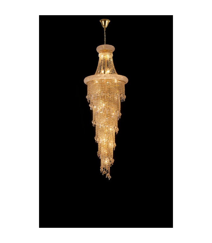 Alexandra Pendant 4 Layer Spiral 25 Light E14 Gold/Crystal Item Weight: 28.6kg-2