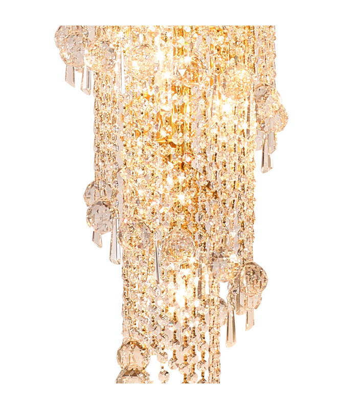 Alexandra Pendant 4 Layer Spiral 25 Light E14 Gold/Crystal Item Weight: 28.6kg-6