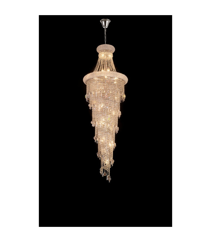 Alexandra Pendant 4 Layer Spiral 25 Light E14 Polished Chrome/Crystal Item Weight: 28.6kg-2