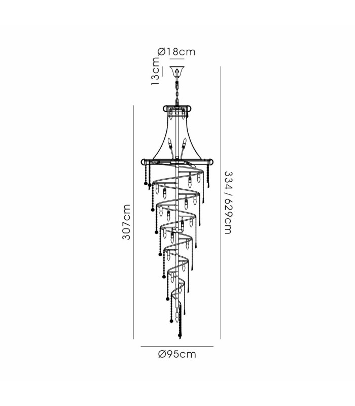 Alexandra Pendant 7 Layer Spiral 63 Light E14 Gold/Crystal Item Weight: 66.4kg-7