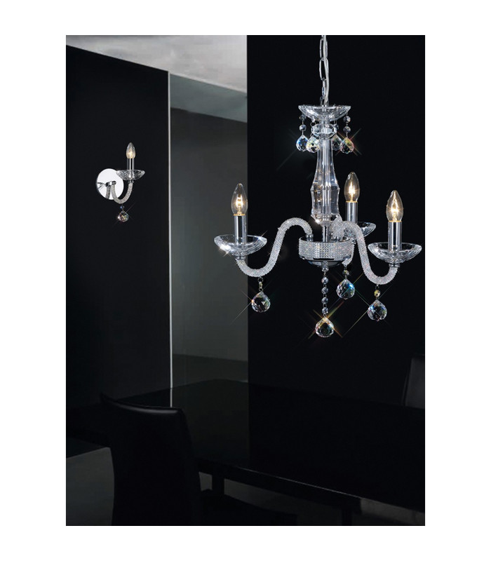 Amora Pendant 3 Light E14 Polished Chrome/Crystal-4