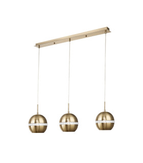Andrea Pendant 3 Light E27 Linear Antique Brass/Crystal-1