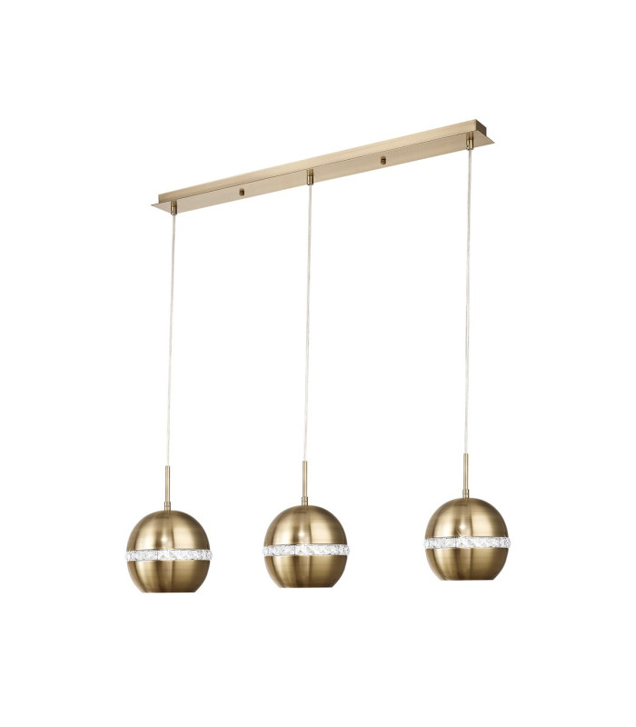 Andrea Pendant 3 Light E27 Linear Antique Brass/Crystal-1