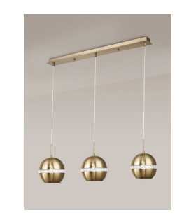 Andrea Pendant 3 Light E27 Linear Antique Brass/Crystal-2