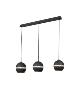 Andrea Pendant 3 Light E27 Linear Graphite/Crystal-1