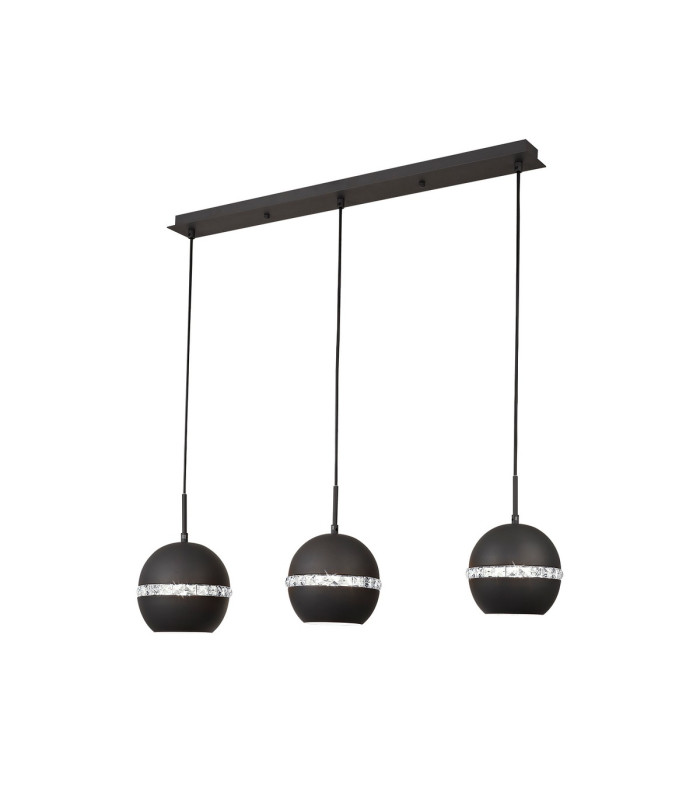 Andrea Pendant 3 Light E27 Linear Graphite/Crystal-1