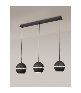 Andrea Pendant 3 Light E27 Linear Graphite/Crystal-2