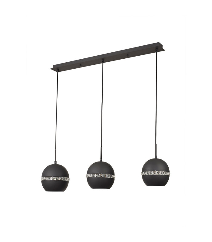 Andrea Pendant 3 Light E27 Linear Graphite/Crystal-3