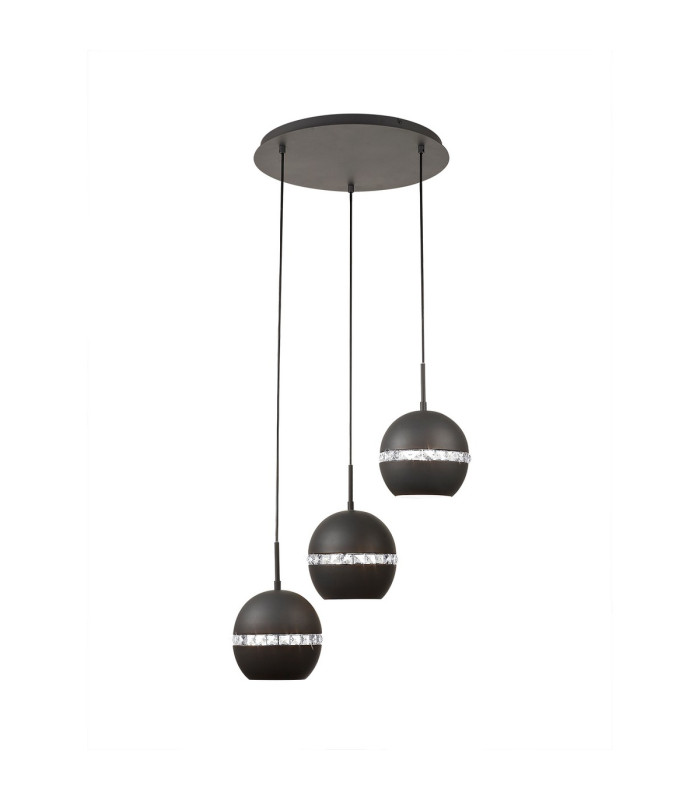 Andrea Pendant 3 Light E27 Round Graphite/Crystal-1
