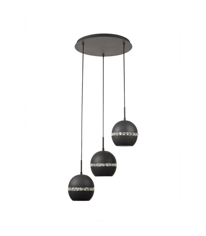 Andrea Pendant 3 Light E27 Round Graphite/Crystal-3