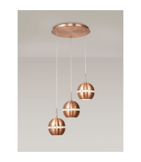 Andrea Pendant 3 Light E27 Round Satin Copper/Crystal-2