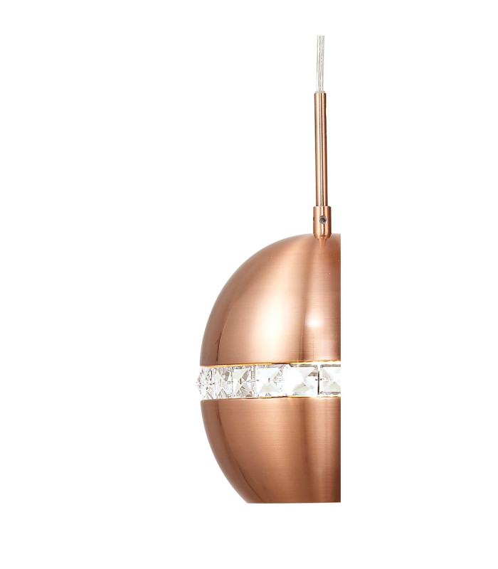 Andrea Pendant 3 Light E27 Round Satin Copper/Crystal-5