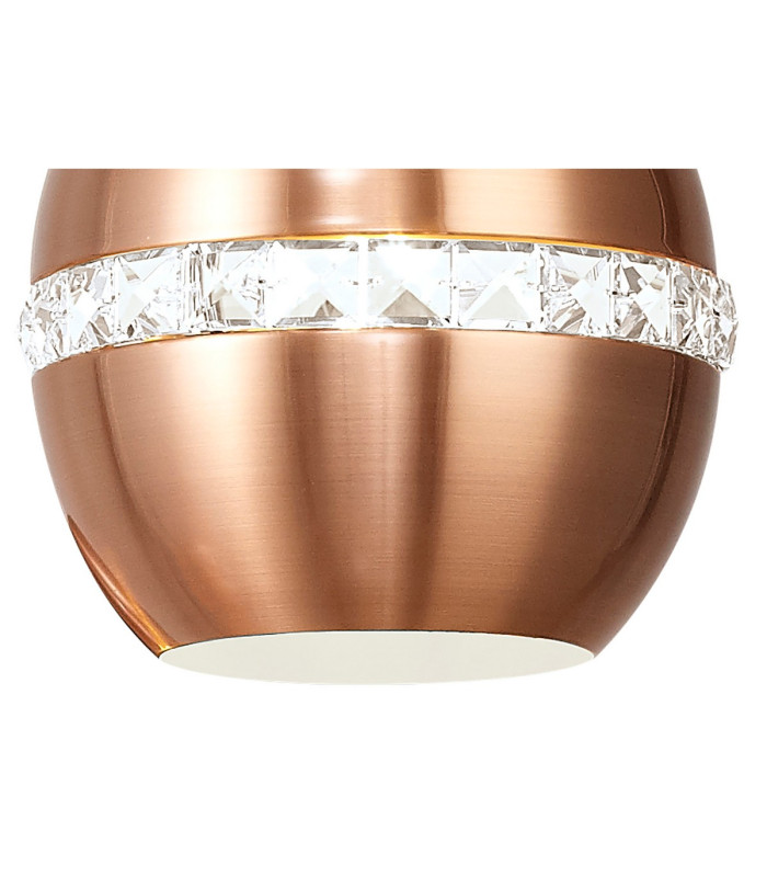 Andrea Pendant 3 Light E27 Round Satin Copper/Crystal-6