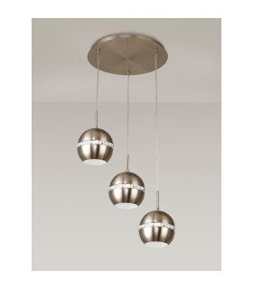Andrea Pendant 3 Light E27 Round Satin Nickel/Crystal-2