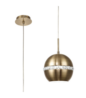 Andrea Single Pendant 1 Light E27 Antique Brass/Crystal-1
