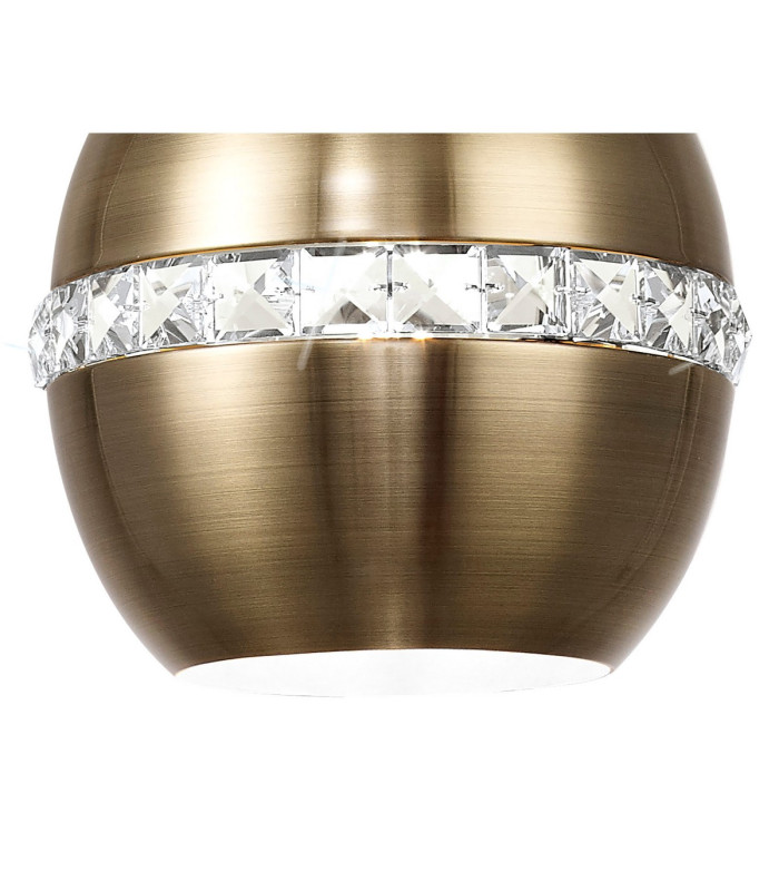 Andrea Single Pendant 1 Light E27 Antique Brass/Crystal-6