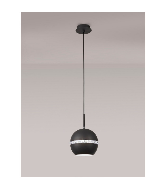 Andrea Single Pendant 1 Light E27 Graphite/Crystal-2