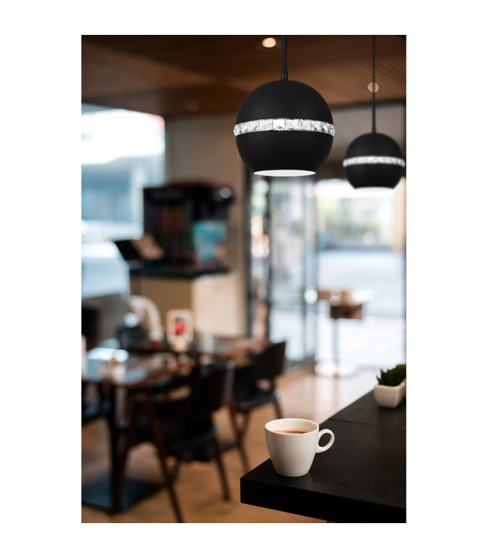 Andrea Single Pendant 1 Light E27 Graphite/Crystal-3