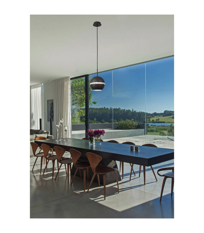 Andrea Single Pendant 1 Light E27 Graphite/Crystal-4