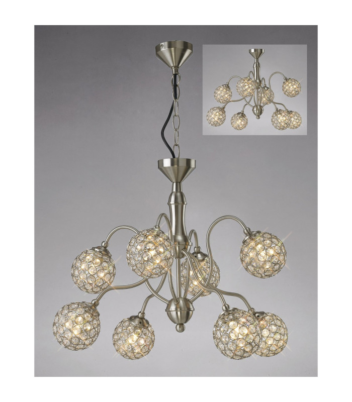 Apollo Pendant 8 Light G9 Satin Nickel/Crystal-2