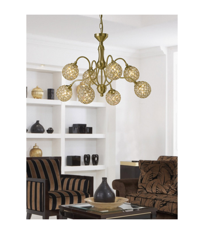 Apollo Pendant 8 Light G9 Satin Nickel/Crystal-3