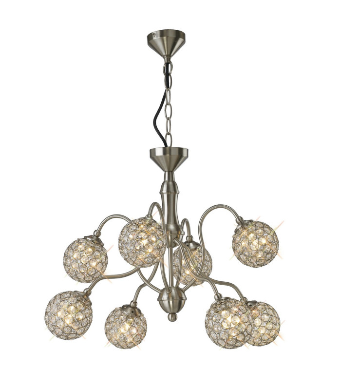 Apollo Pendant 8 Light G9 Satin Nickel/Crystal-4