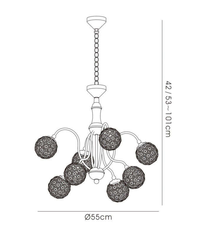 Apollo Pendant 8 Light G9 Satin Nickel/Crystal-7