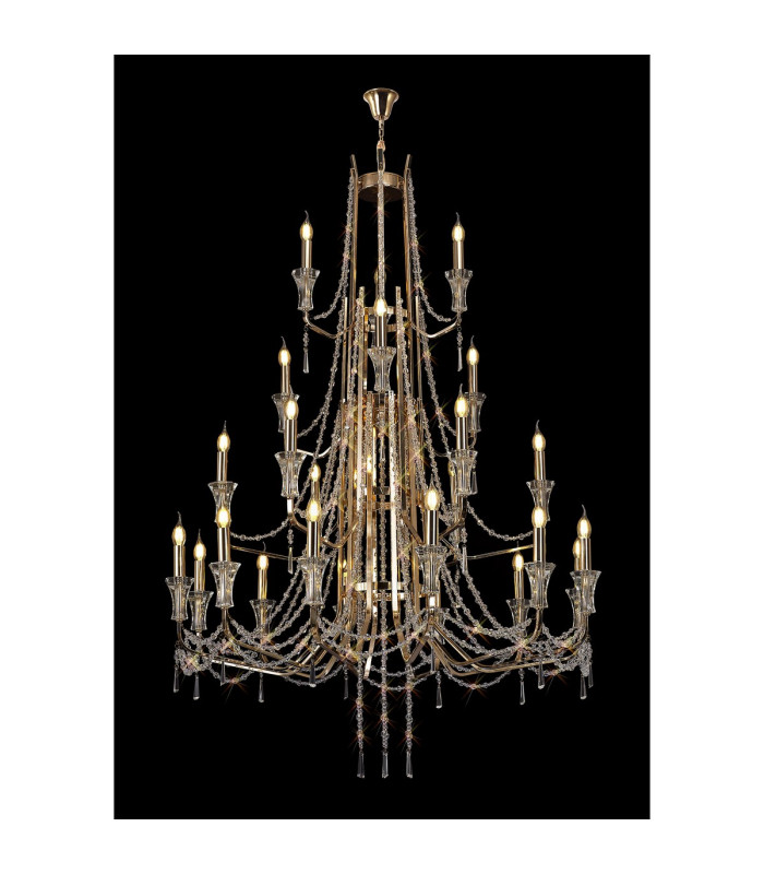 Armand Pendant 12+6+3+3 Light E14 French Gold/Crystal (ITEM REQUIRES CONSTRUCTION/CONNECTION) Item Weight: 32.5kg-2